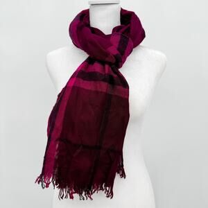 Burberry Scarf Authentic Pink Gauze Lightweight Plaid Nova Check Long Sheer